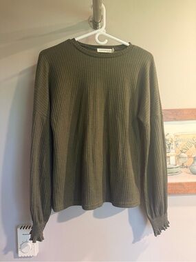 Lovesoft Olive Rib-Knit Crewneck Sweater for Men